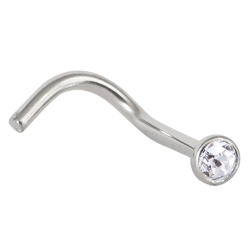 Titanium Jewelled Nose Stud - 2.35mm Jewel