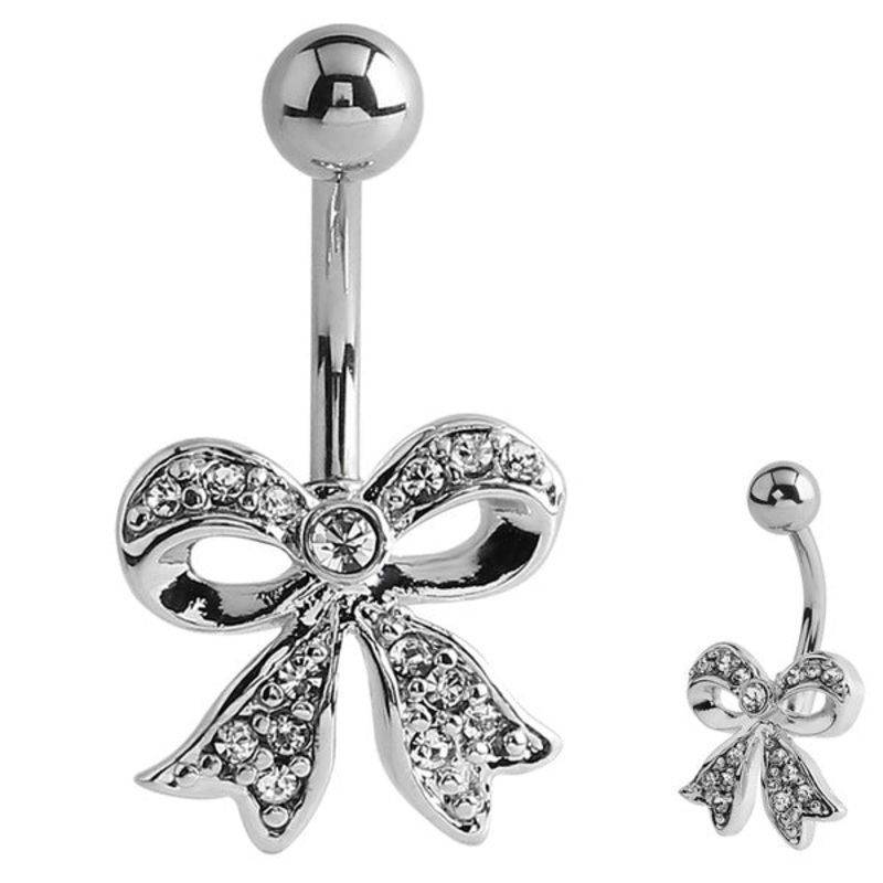 Belly Bar - Jewelled Bow|Surgical Steel|10mm