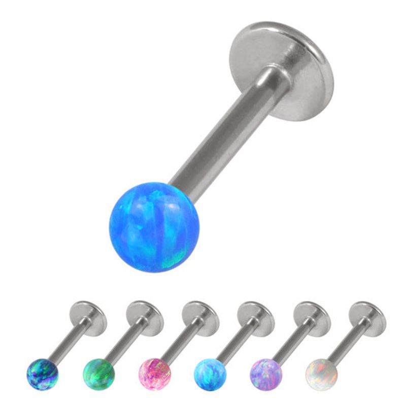 Steel Labret with Synthetic Opal Ball 1.2mm