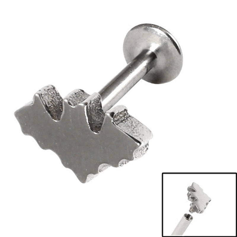Titanium Internally Threaded Labrets 1.2mm - Steel Bat