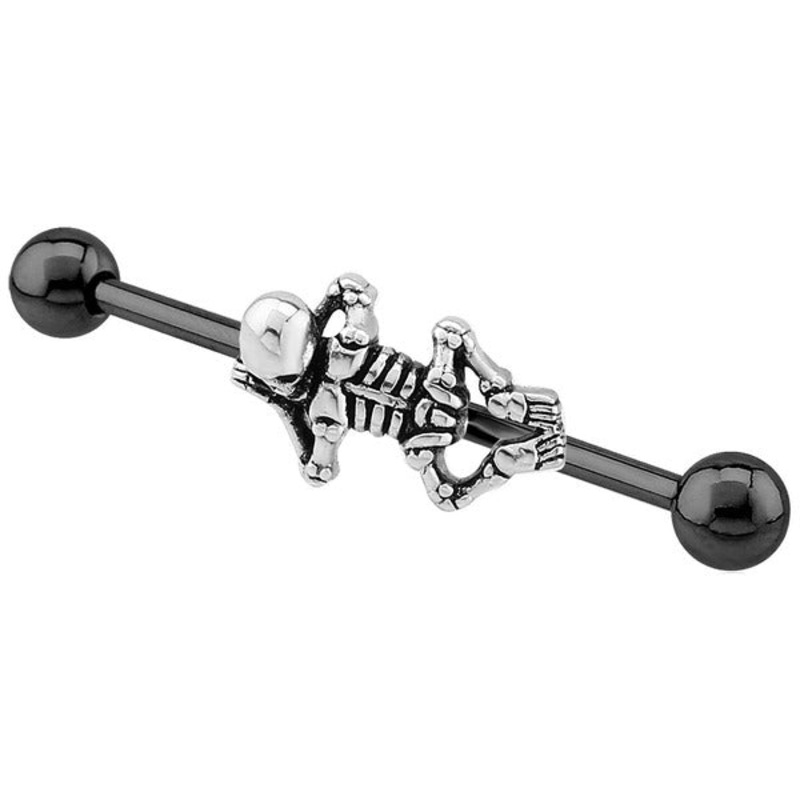Black Steel Industrial Scaffold Barbell with Skeleton