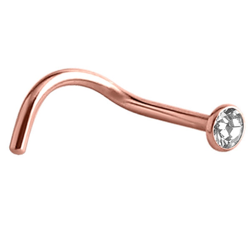 Rose Gold Titanium Jewelled Nose Stud (Rose Gold colour)