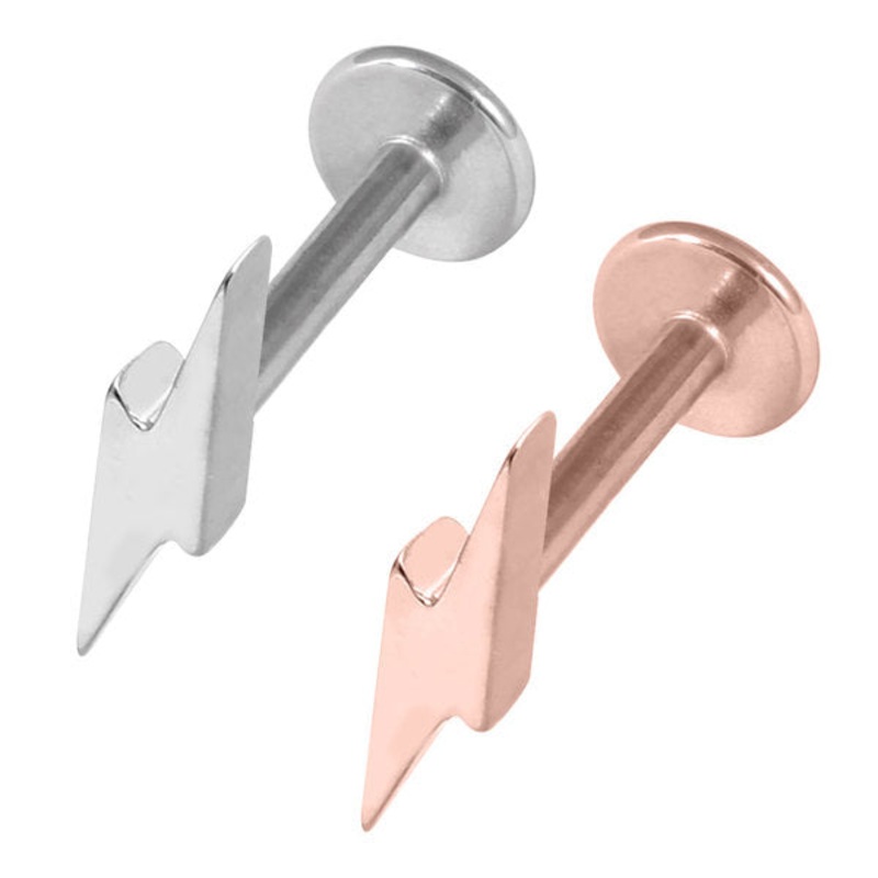 Steel Labret with Steel Lightning Bolt Attachment 1.2mm