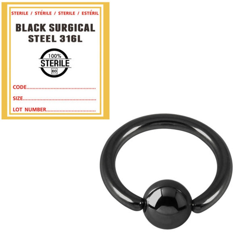 Sterile Black Steel BCR|1.2mm, 8mm, 4mm
