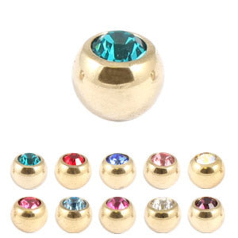 Zircon Steel Jewelled Balls 1.2mm (Gold colour)