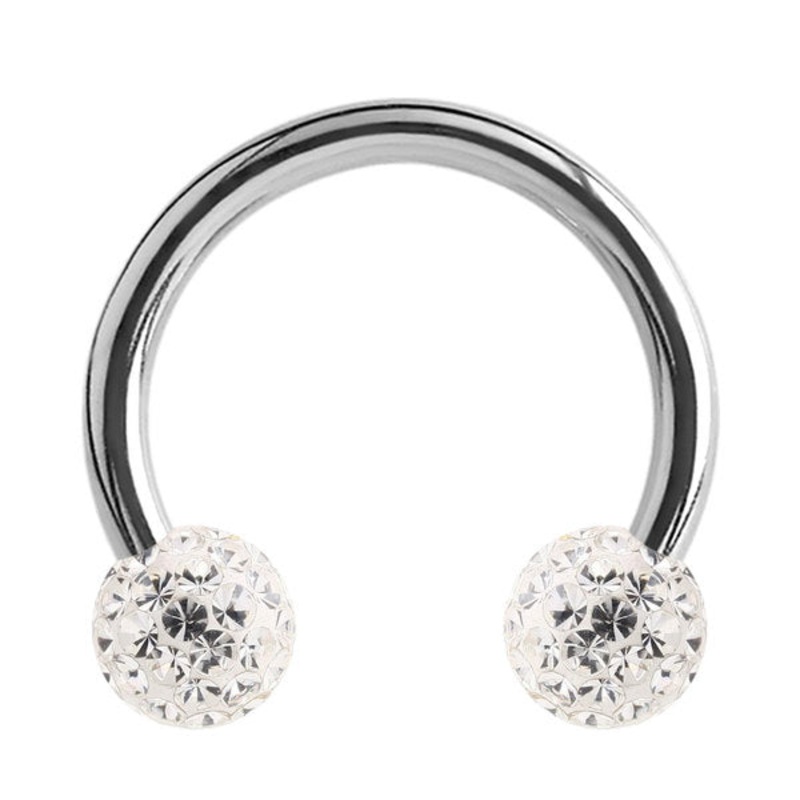 Steel Circular Barbell (CBB) (Horseshoes) with Glitzy Balls 1.2mm