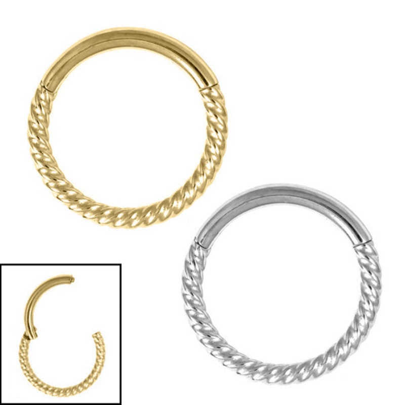 Steel Twisted Rope Hinged Clicker Ring
