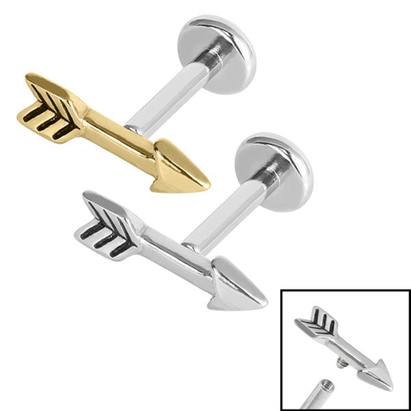 Titanium Internally Threaded Labrets 1.2mm - Steel Arrow