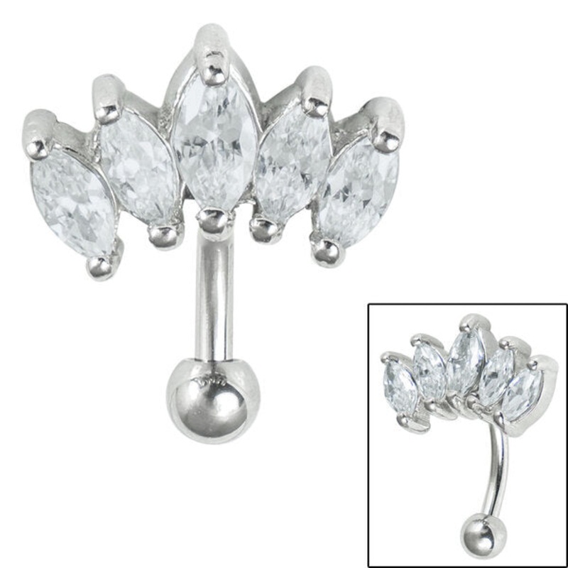 Steel 5 Jewel Marquise Fan Micro Curved Bar 1.2mm