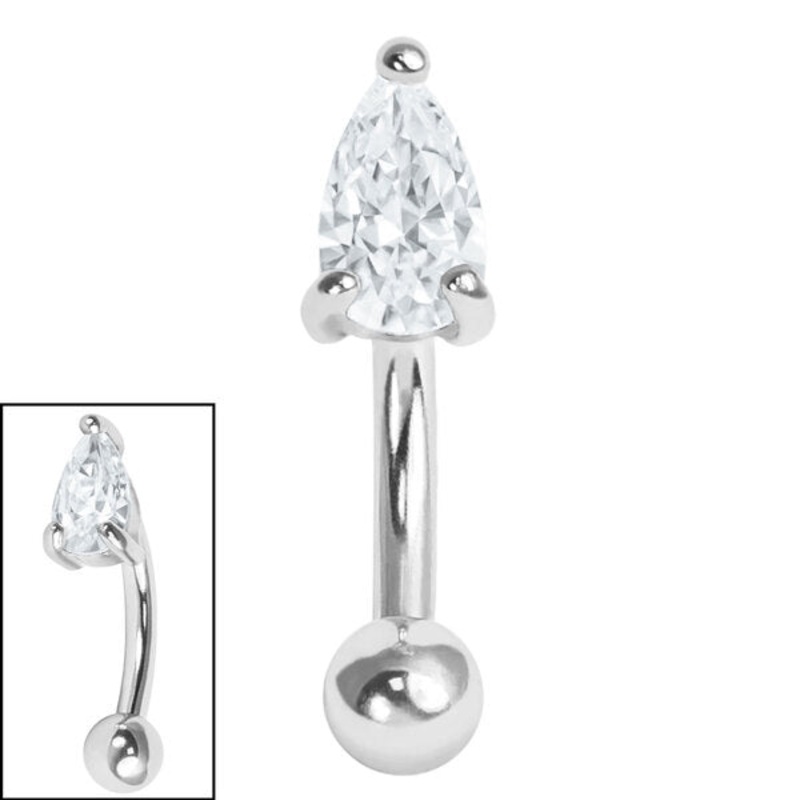 Steel Claw Set CZ Teardrop Micro Curved Bar 1.2mm