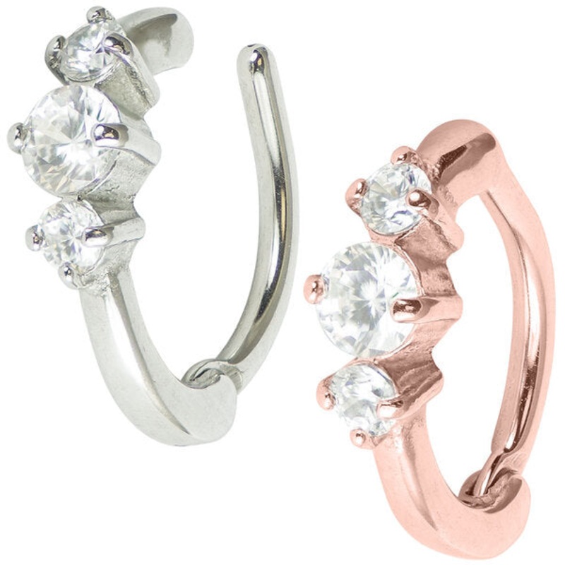 Steel Claw Set Triple Jewelled Rook Clicker Ring