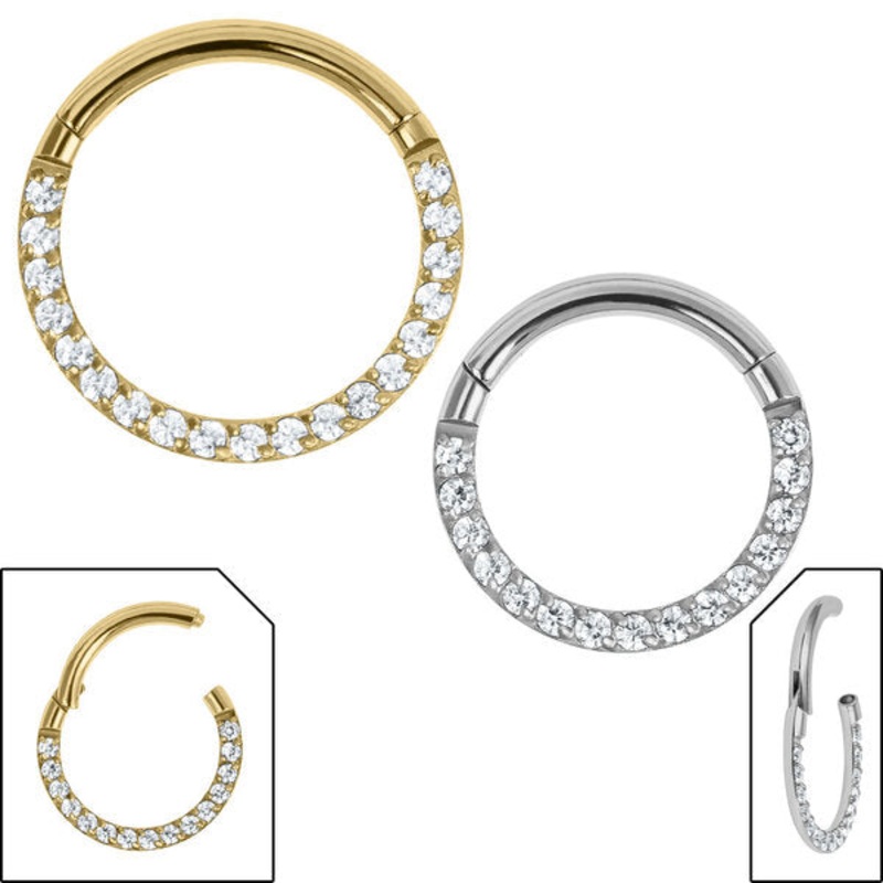 Steel Hinged Pave Set Eternity Clicker Ring