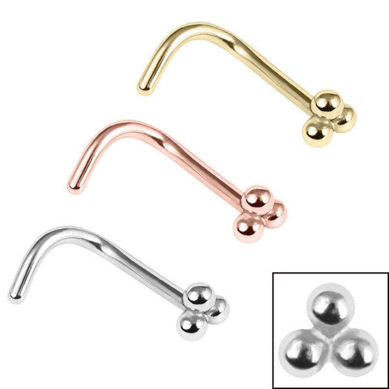 Steel Trinity Nose Stud|Rose Gold Steel, 1.0mm|Steel, 1.0mm