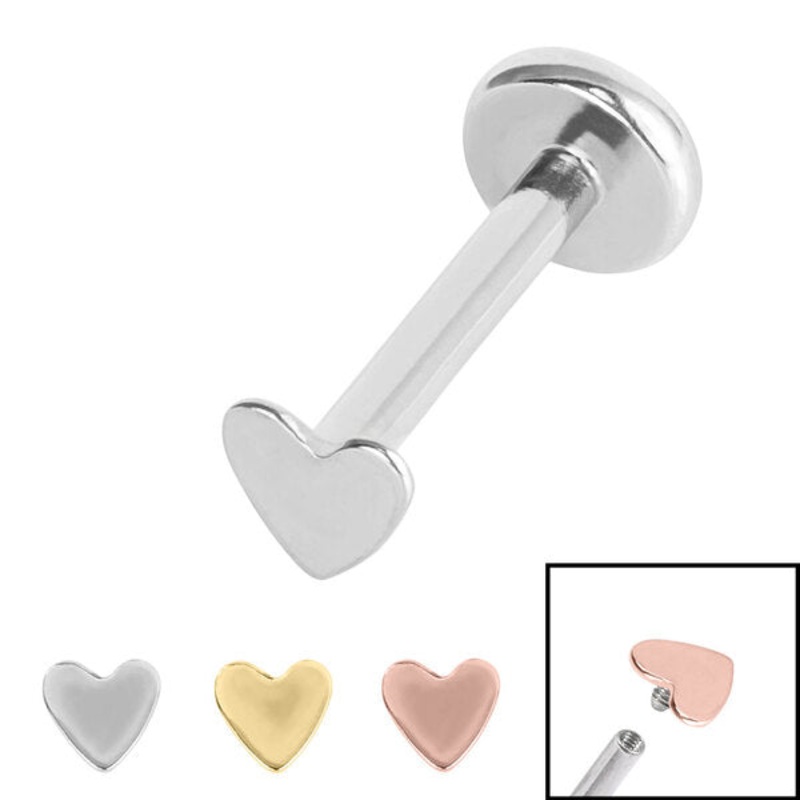 Titanium Internally Threaded Labrets 1.2mm - Steel Heart