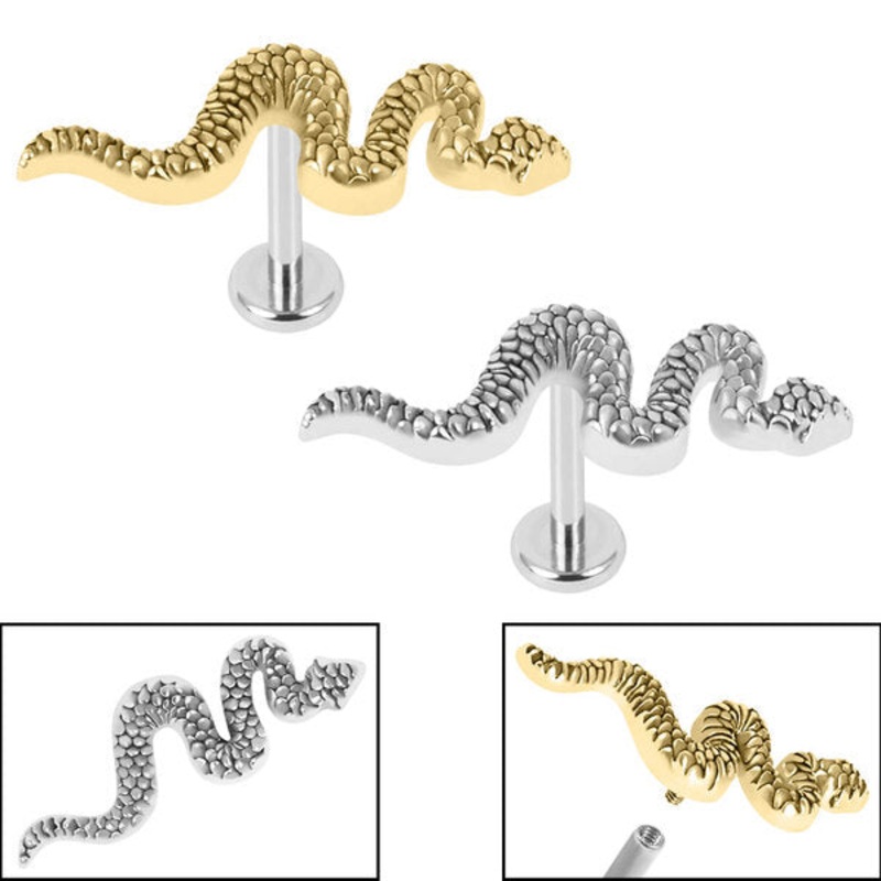 Titanium Internally Threaded Labrets 1.2mm - Steel Snake
