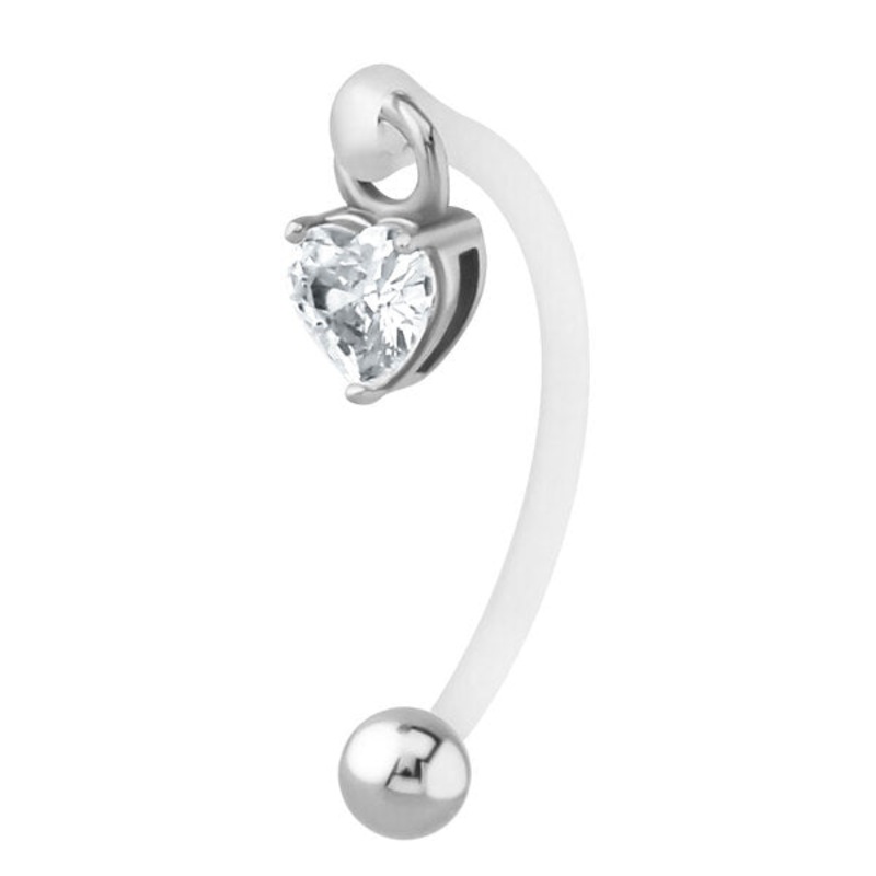 Bioflex Jewelled Heart Drop Genital Curved Bar