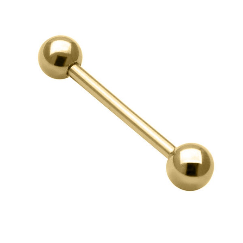 Gold Steel Barbells 1.6mm|1.6mm, 8mm, 4mm|1.6mm, 10mm, 4mm|1.6mm, 12mm, 5mm|1.6mm, 14mm, 5mm|1.6mm, 16mm, 5mm|1.6mm, 18mm, 5mm|1.6mm, 20mm, 5mm