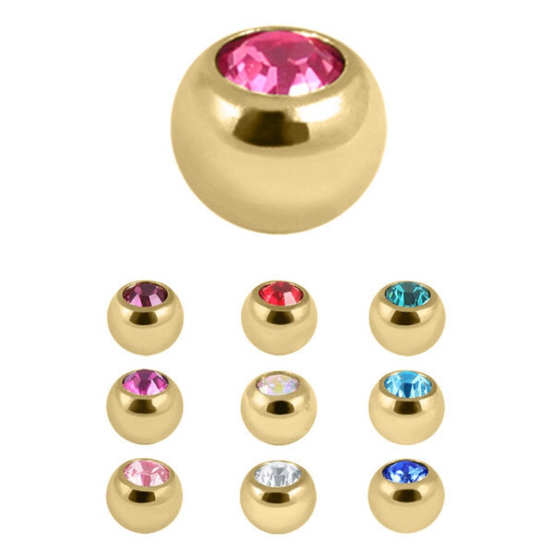 Gold Titanium Jewelled Balls 1.2mm
