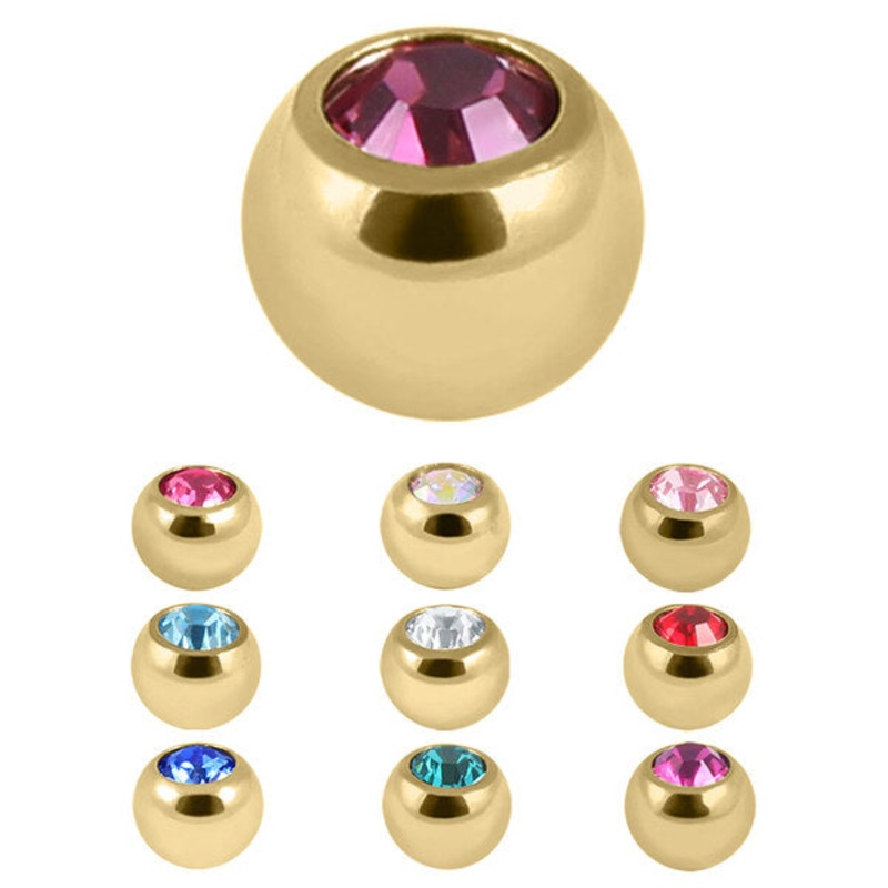 Gold Titanium Jewelled Balls 1.6mm