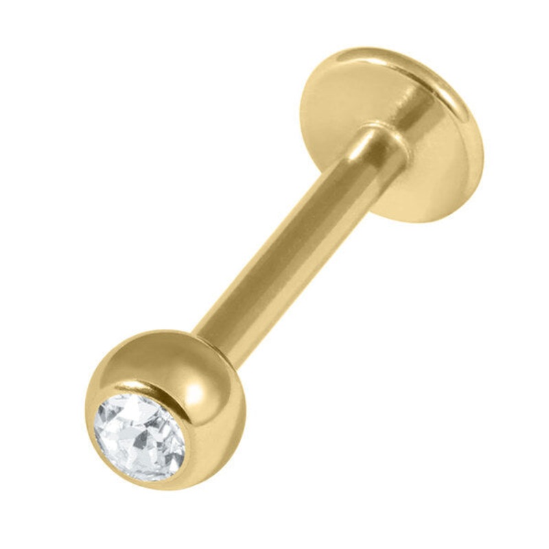 Gold Titanium Jewelled Labret|1.2mm, 6mm, 3mm, Crystal AB|1.2mm, 6mm, 3mm, Crystal Clear|1.2mm, 8mm, 3mm, Crystal AB|1.2mm, 8mm, 3mm, Crystal Clear|1.2mm, 10mm, 3mm, Crystal AB|1.2mm, 10mm, 3mm, Crystal Clear