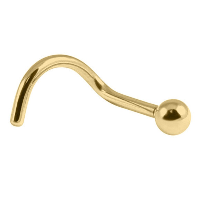 Gold Titanium Nose Stud - Plain Ball