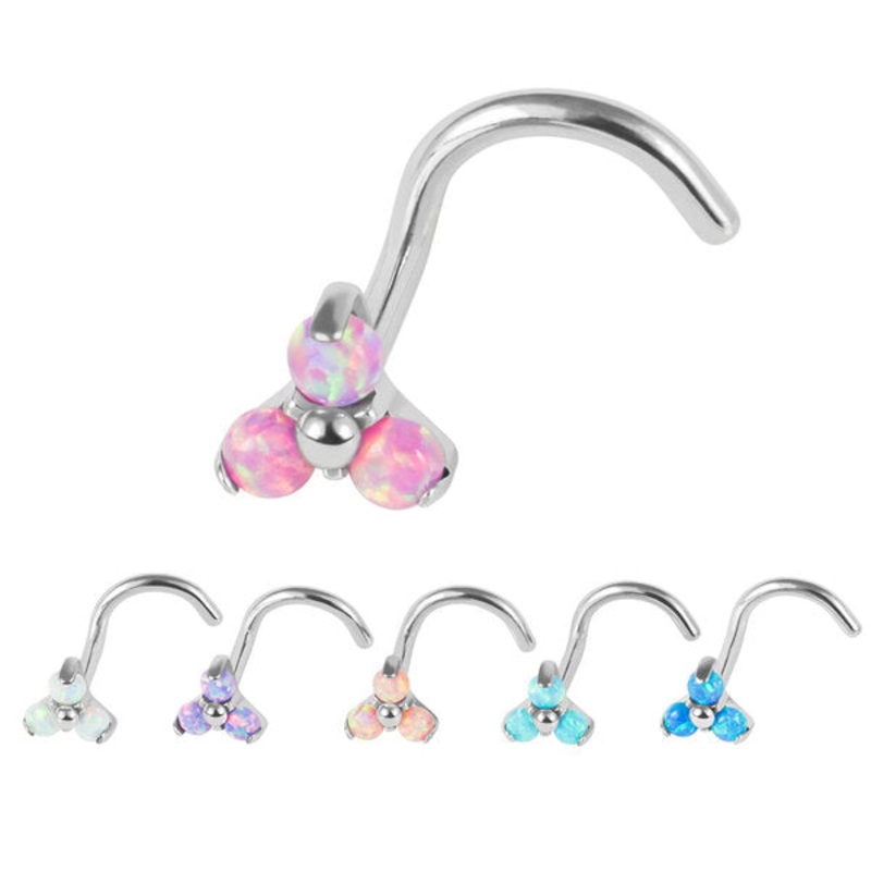 Titanium Claw Set Synth Opal Trinity Nose Stud