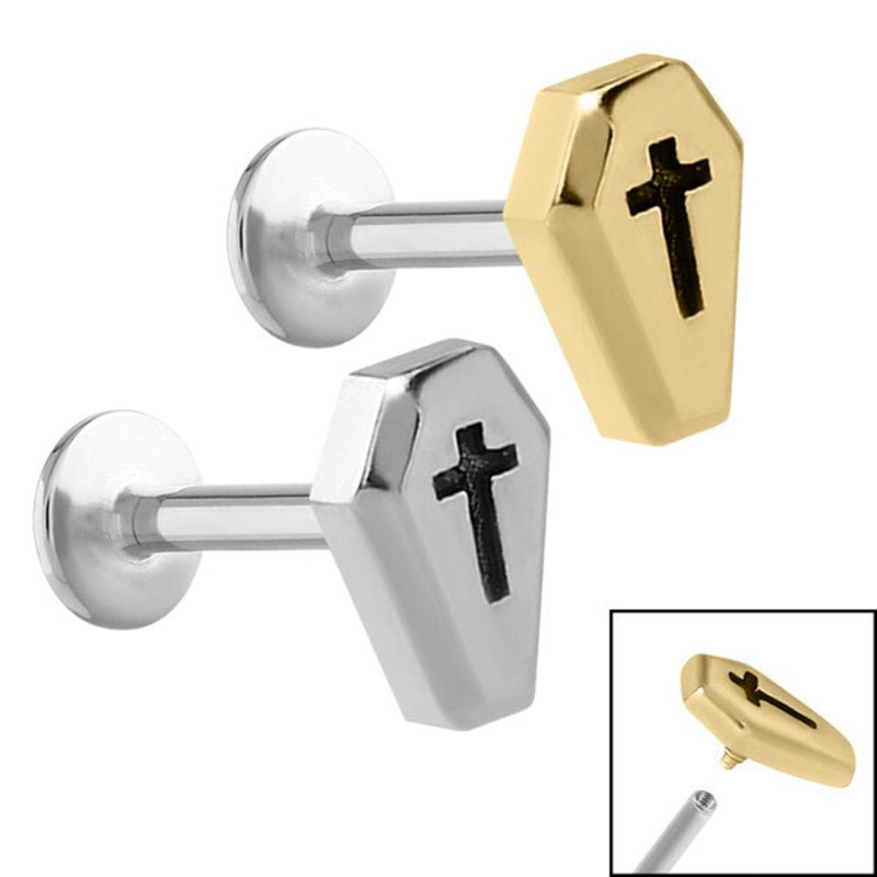 Titanium Internally Threaded Labrets 1.2mm - Steel Coffin