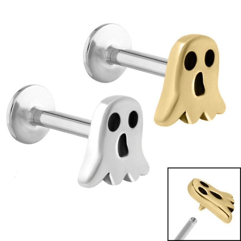 Titanium Internally Threaded Labrets 1.2mm - Steel Ghost