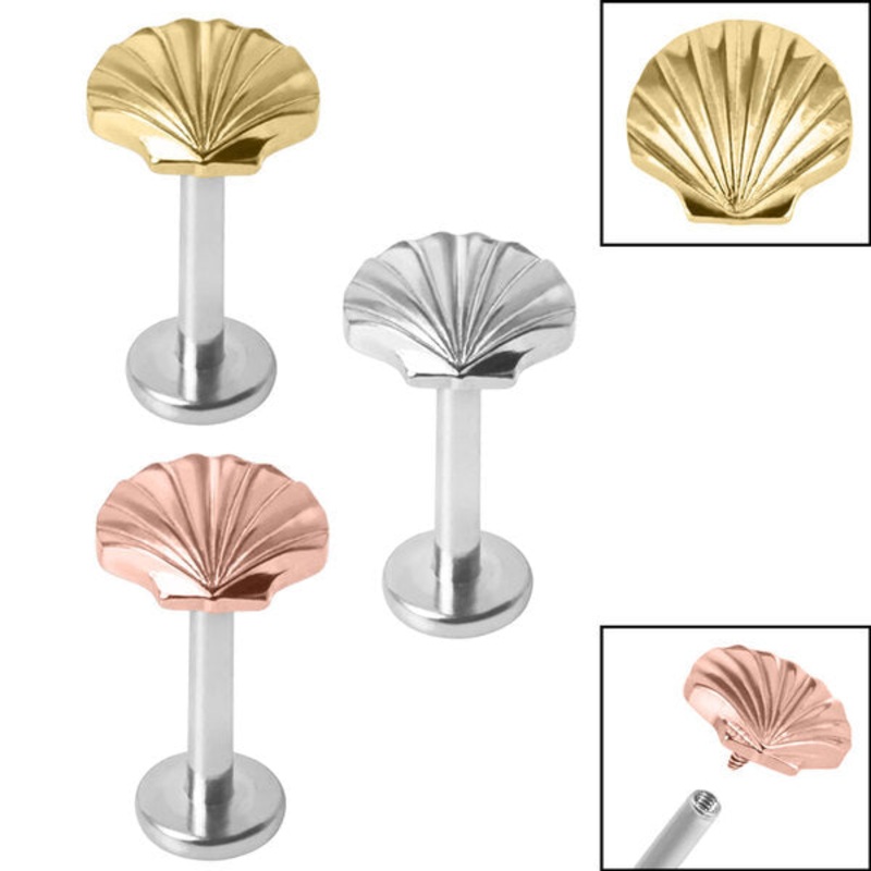 Titanium Internally Threaded Labrets 1.2mm - Titanium Clam Shell