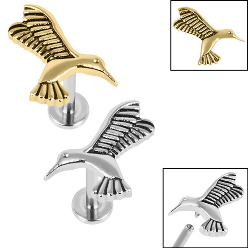 Titanium Internally Threaded Labrets 1.2mm - Steel Hummingbird
