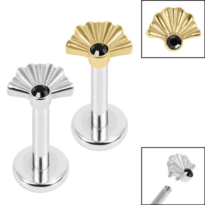 Titanium Internally Threaded Labrets 1.2mm -Steel Jewelled Deco Fan