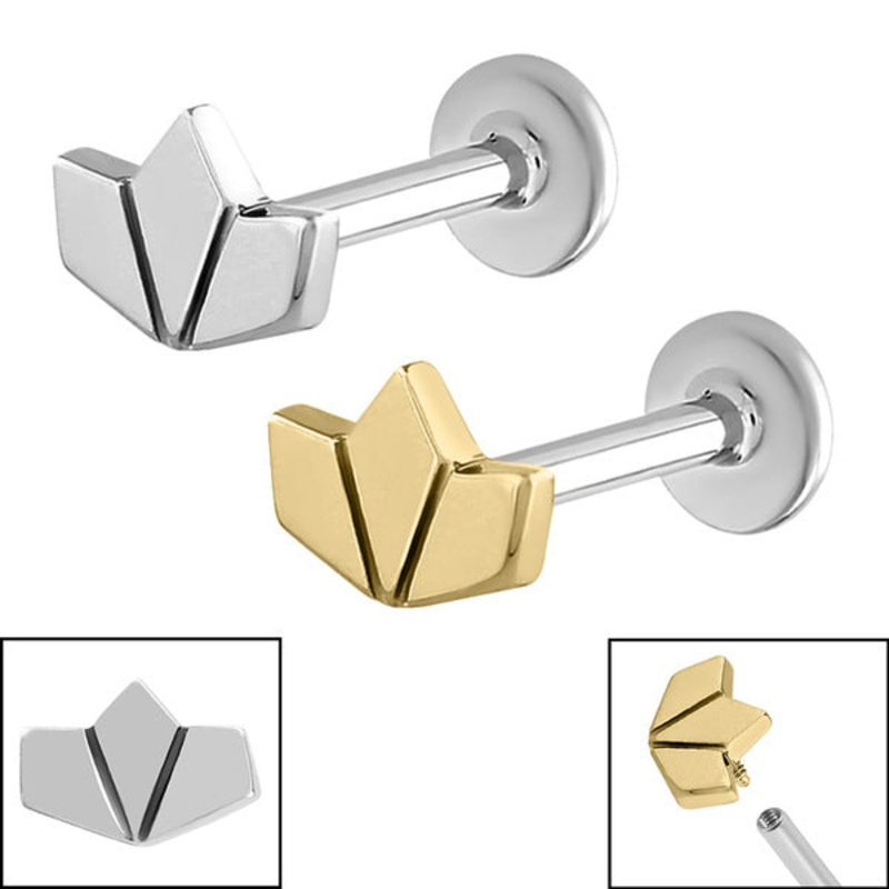 Titanium Internally Threaded Labrets 1.2mm - Steel Origami Fan