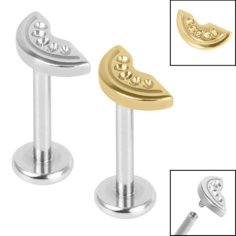 Titanium Internally Threaded Labrets 1.2mm - Titanium Watermelon