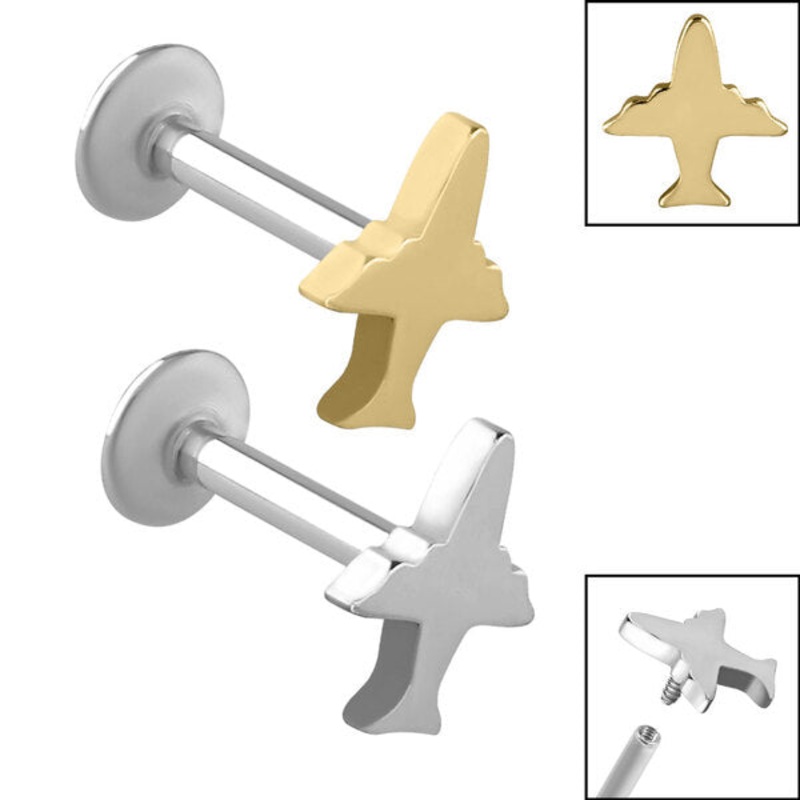 Titanium Internally Threaded Labrets 1.2mm - Steel Plane