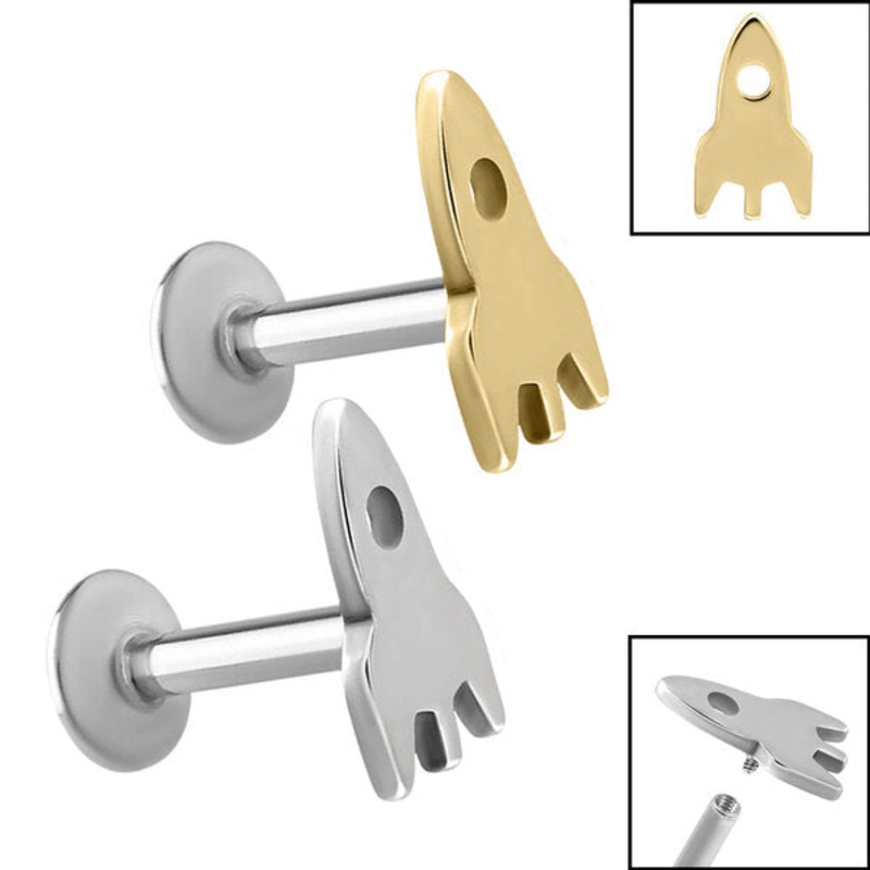 Titanium Internally Threaded Labrets 1.2mm - Steel Rocket
