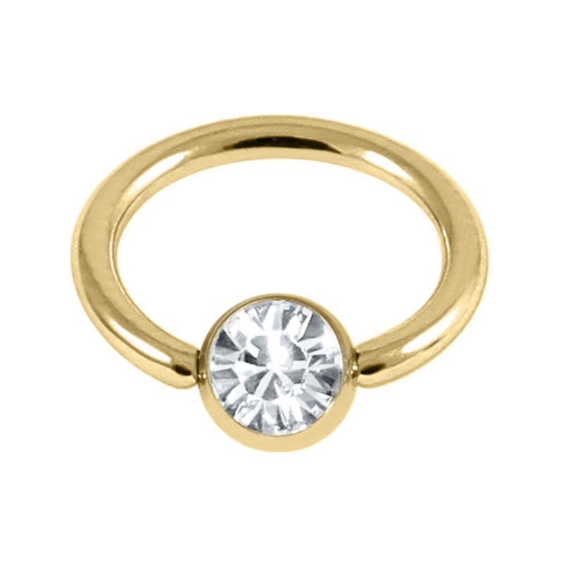Gold Steel Jewelled Ball Closure Ring (BCR) 1.2mm