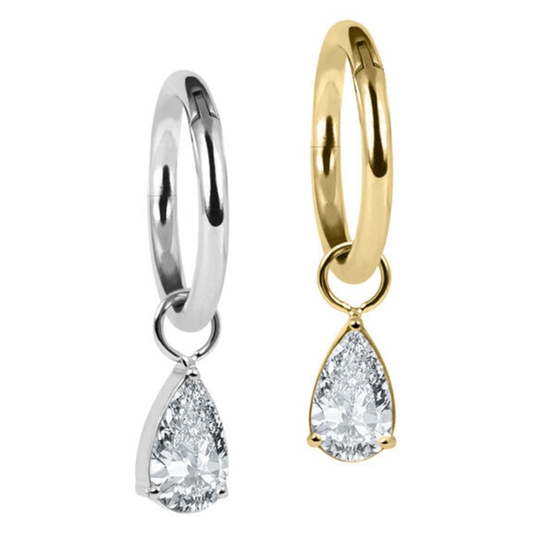 Titanium Hinged Segment Ring with Titanium Jewelled Pear Drop Charm