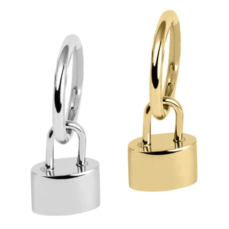 Titanium Hinged Segment Ring with Titanium Padlock Charm