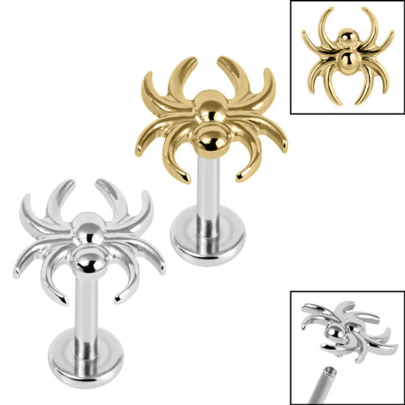 Titanium Internally Threaded Labrets 1.2mm - Titanium Spider