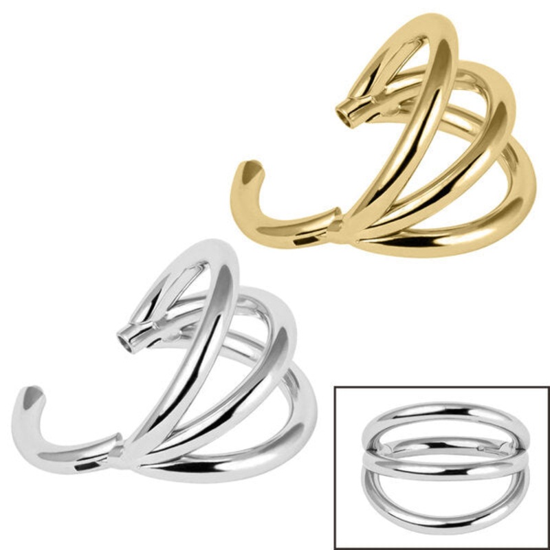 Titanium Triple Band Hinged Clicker Ring