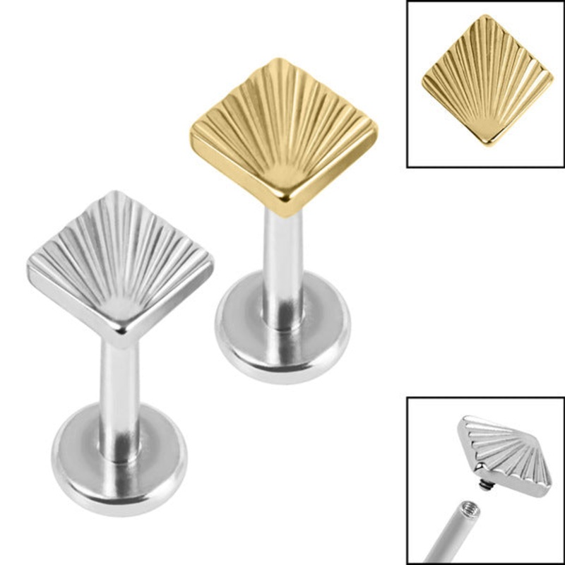 Titanium Internally Threaded Labrets 1.2mm - Titanium Ridged Diamond