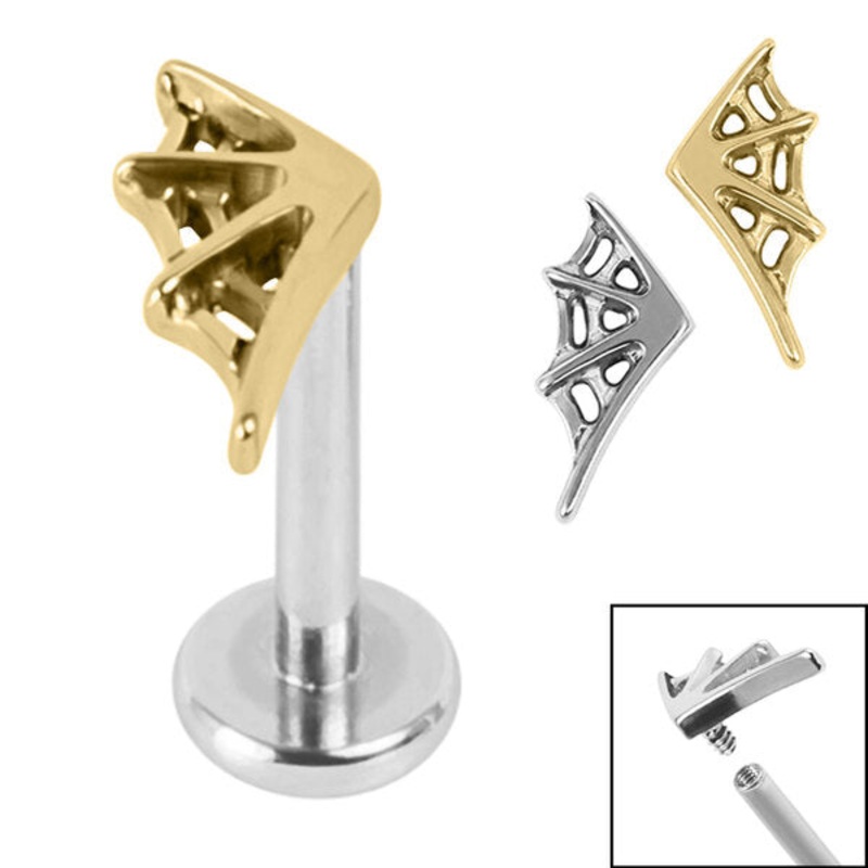 Titanium Internally Threaded Labrets 1.2mm - Titanium Spider Web