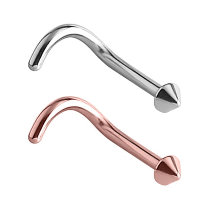 Steel Cone Nose Stud|0.8mm, 1.8mm Cone|1.0mm, 2.35mm Cone|1.0mm gauge, 2mm Cone|1.8mm|2.35mm|2mm|Rose Gold Steel|Surgical Steel