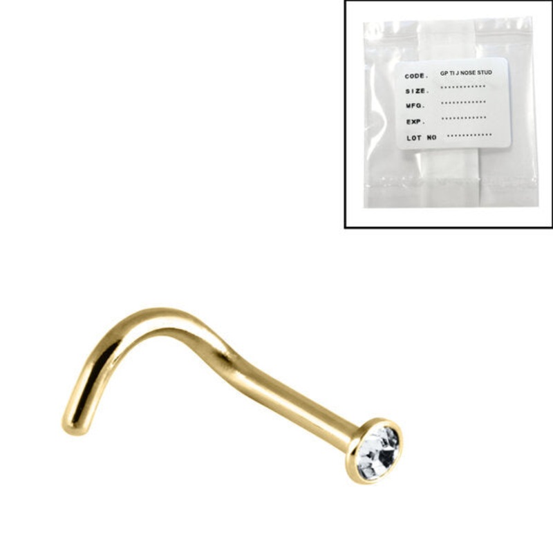 Sterile Gold Titanium Jewelled Nose Studs