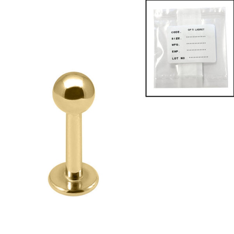 Sterile Gold Titanium Labrets|1.2mm, 8mm, 3mm|1.2mm, 10mm, 3mm|Gold Titanium
