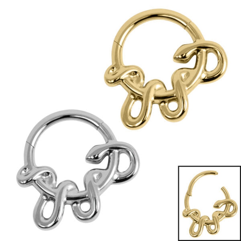 Titanium Coiled Snake Hinged Clicker Ring