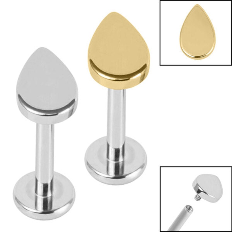 Titanium Internally Threaded Labrets 1.2mm - Titanium Teardrop