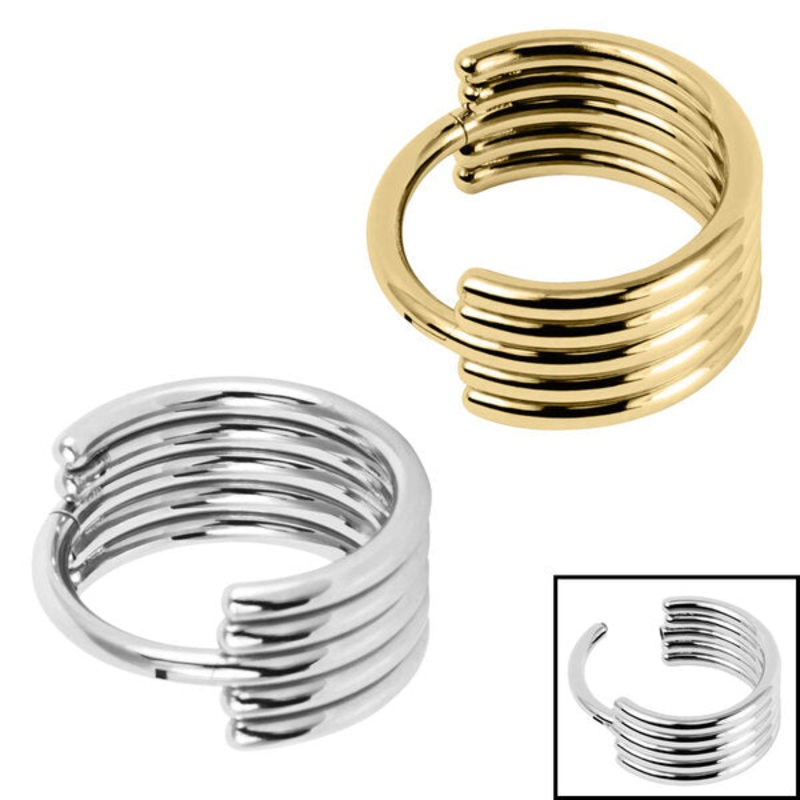 Titanium Stacked 5 Band Hinged Clicker Ring
