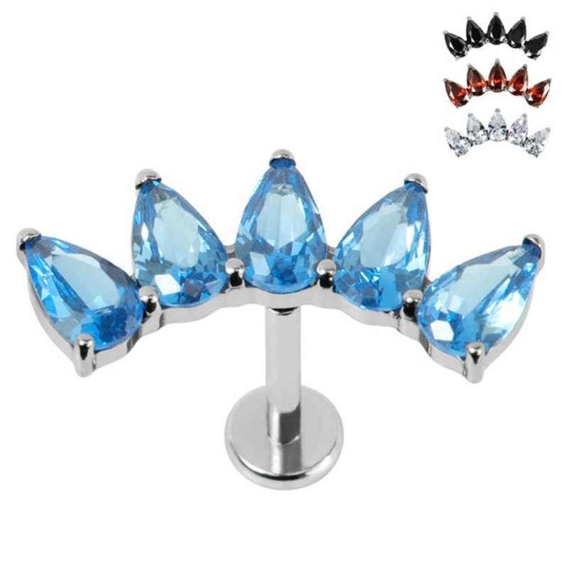 Titanium Internally Threaded Labrets 1.2mm - Titanium Claw Set Jewelled Diadem