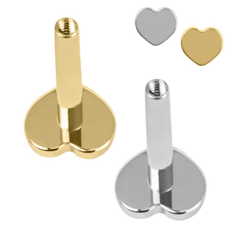 Titanium Internal Thread Labret Post with Heart Base 1.2mm
